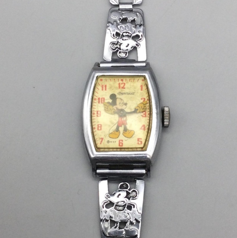 Vintage 1940s US Time Ingersoll Mickey Mouse Manual Wind 26mm Watch 5.75″