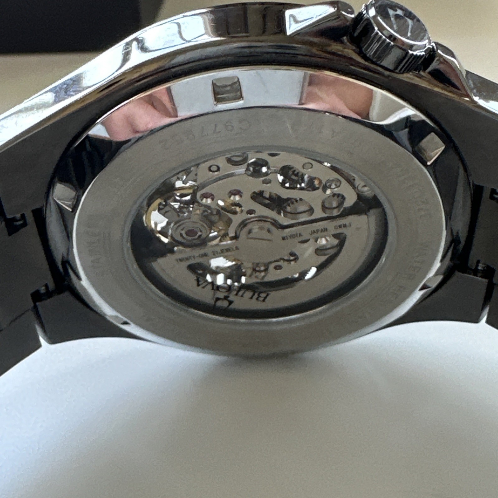 Bulova Womens Maquina Automatic Skeleton Gray Stainless Steel Watch 46MM 98A179