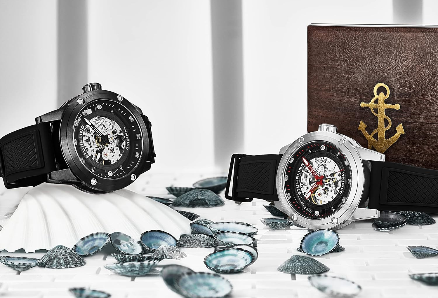 Men’s 50MM Skeleton Automatic Watch – Stylish Stainless Steel & Rubber Strap