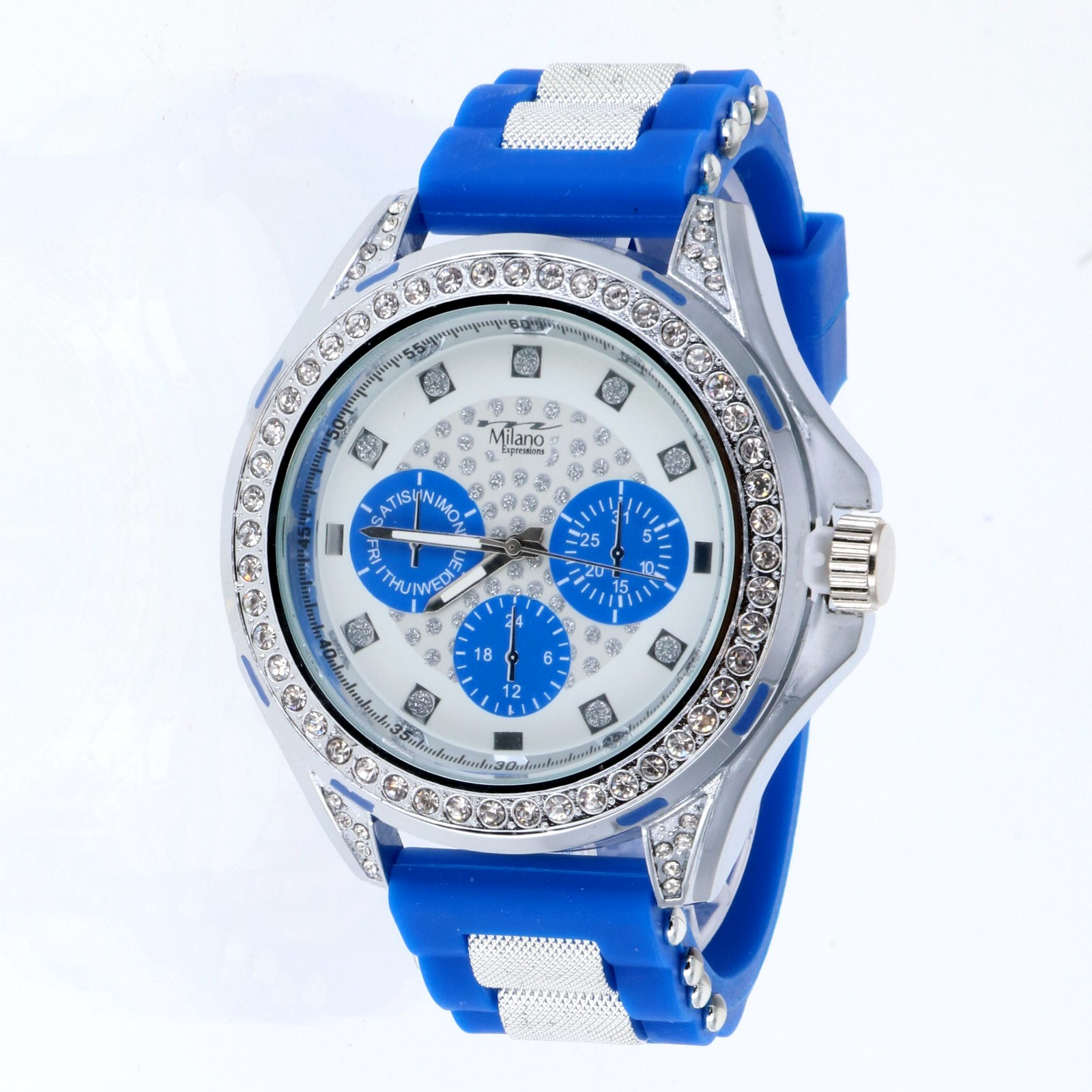 Milano Expressions Silicone Band Chronograph Style Men’s Fashion Watch, 56MM