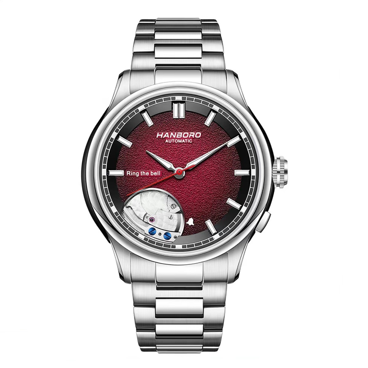 HANBORO Men Automatic Watch Alarm Mechanical Wristwatch Miyota 9015 Sapphire