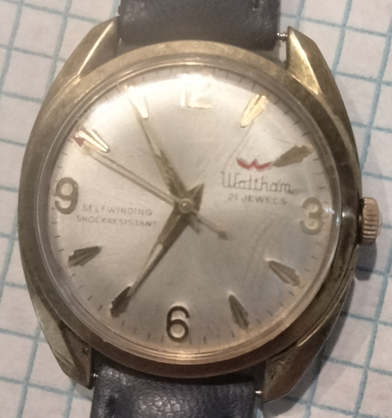 Waltham Self Winding Vintage Watch c1965(?) For Parts – Runs But Gains Time
