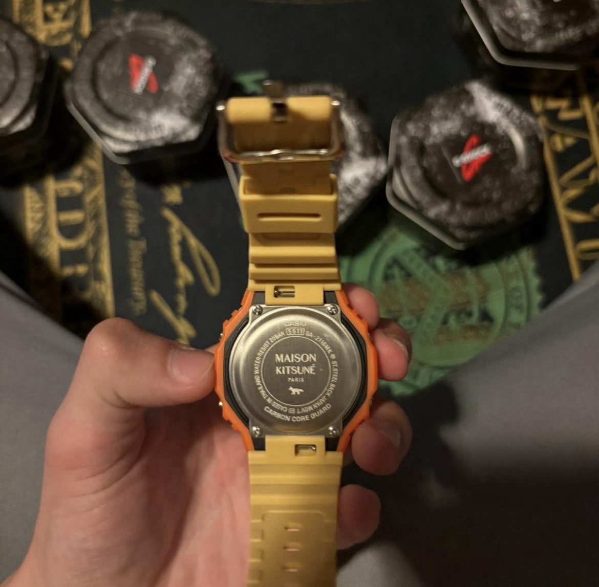 Casio G-SHOCK Analog/Digital Quartz 20 BAR 45mm Beige/Orange Resin