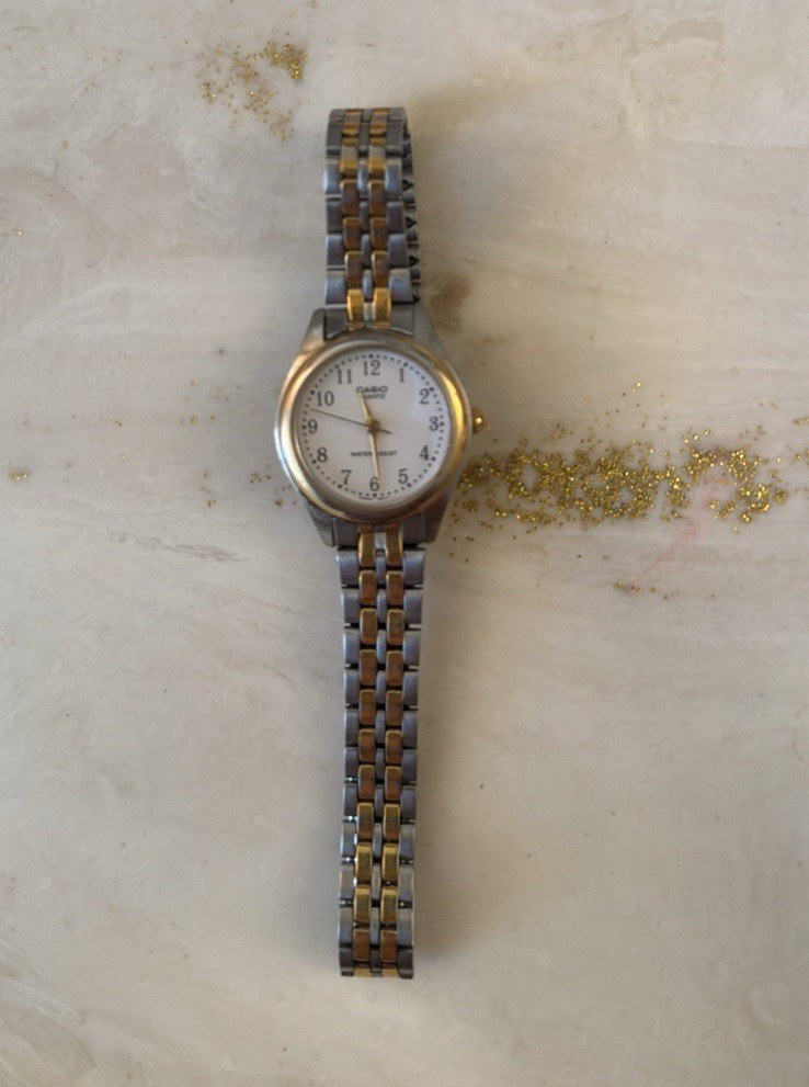 Casio Quartz Women’s Two-Tone Stainless Bracelet White Dial Arabic 24mm WR