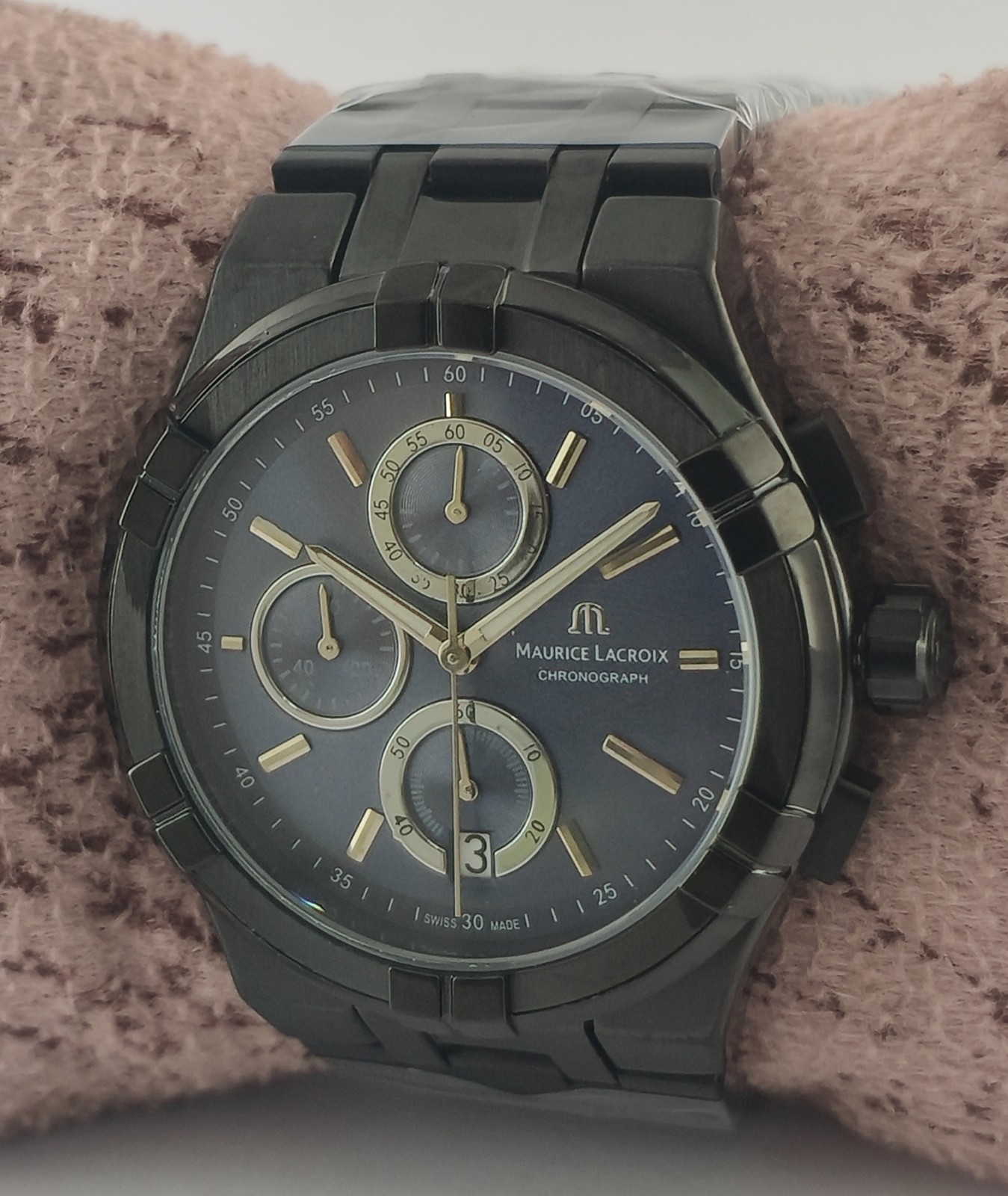 Maurice Lacroix Chronograph Blue Dial “Date” Men Wristwatch “Keep Good Time”