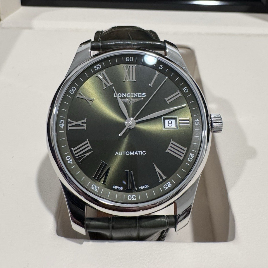 Longines Master Collection Automatic 42mm Green Dial Leather Strap Box Tags