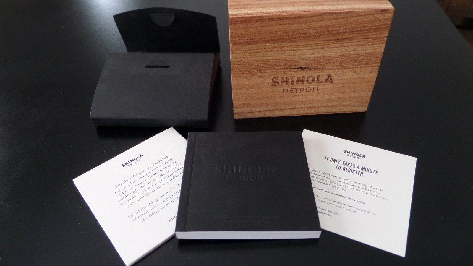 Shinola Runwell Men’s Watch. Black face, black leather wristband. Excellent!
