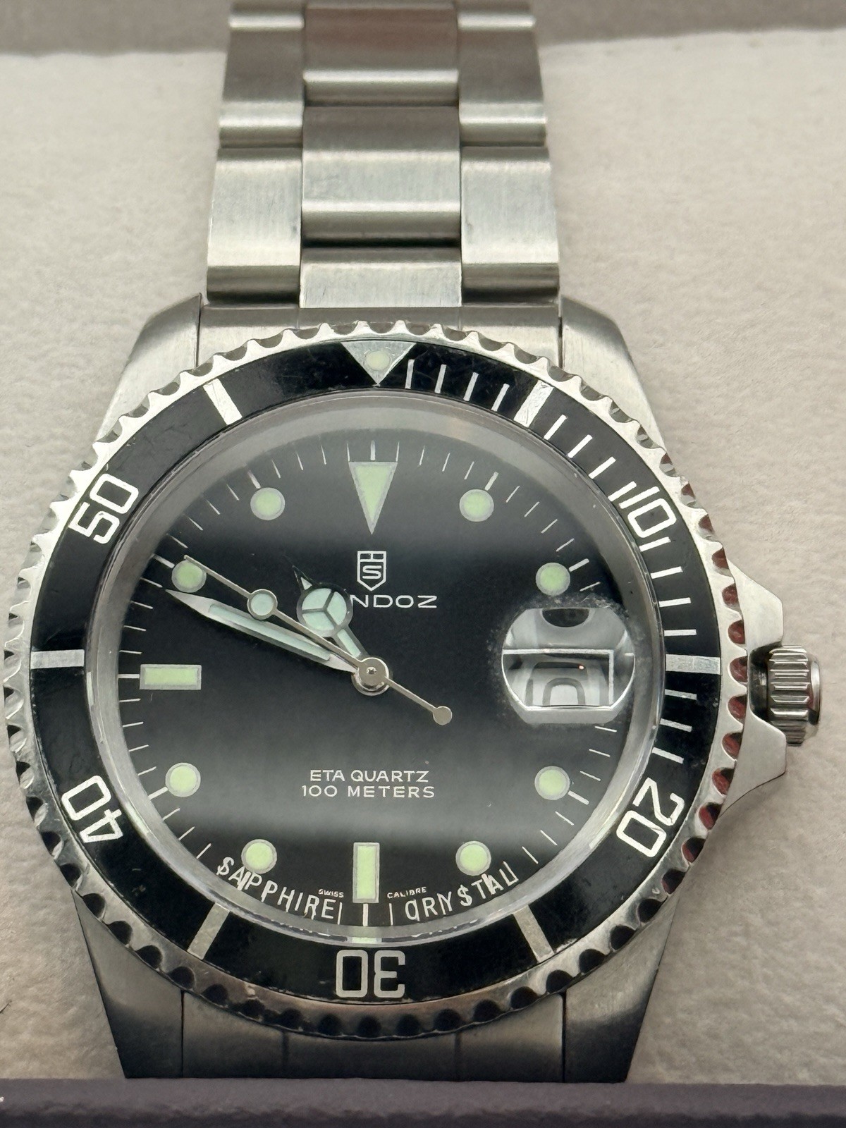 Sandoz Swiss ETA Quartz Diver 100M Sapphire Crystal Box Runs