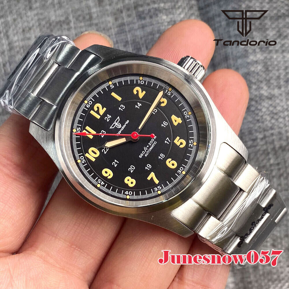 36MM Case Tandorio Green/Black/White Dial NH35 PT5000 Mechanical Men Watch Steel