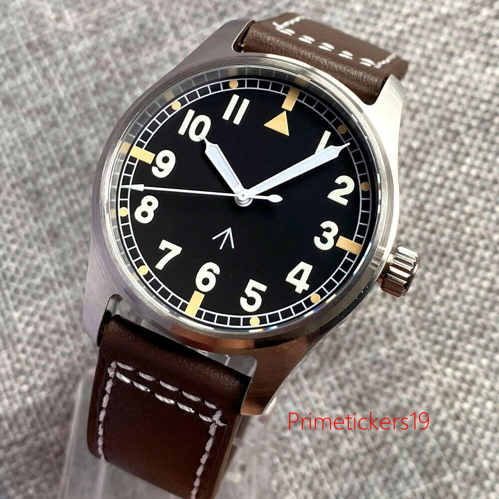Tandorio NH35 Automatic Men Watch 20Bar Sapphire Glass Green Lume Leather Strap