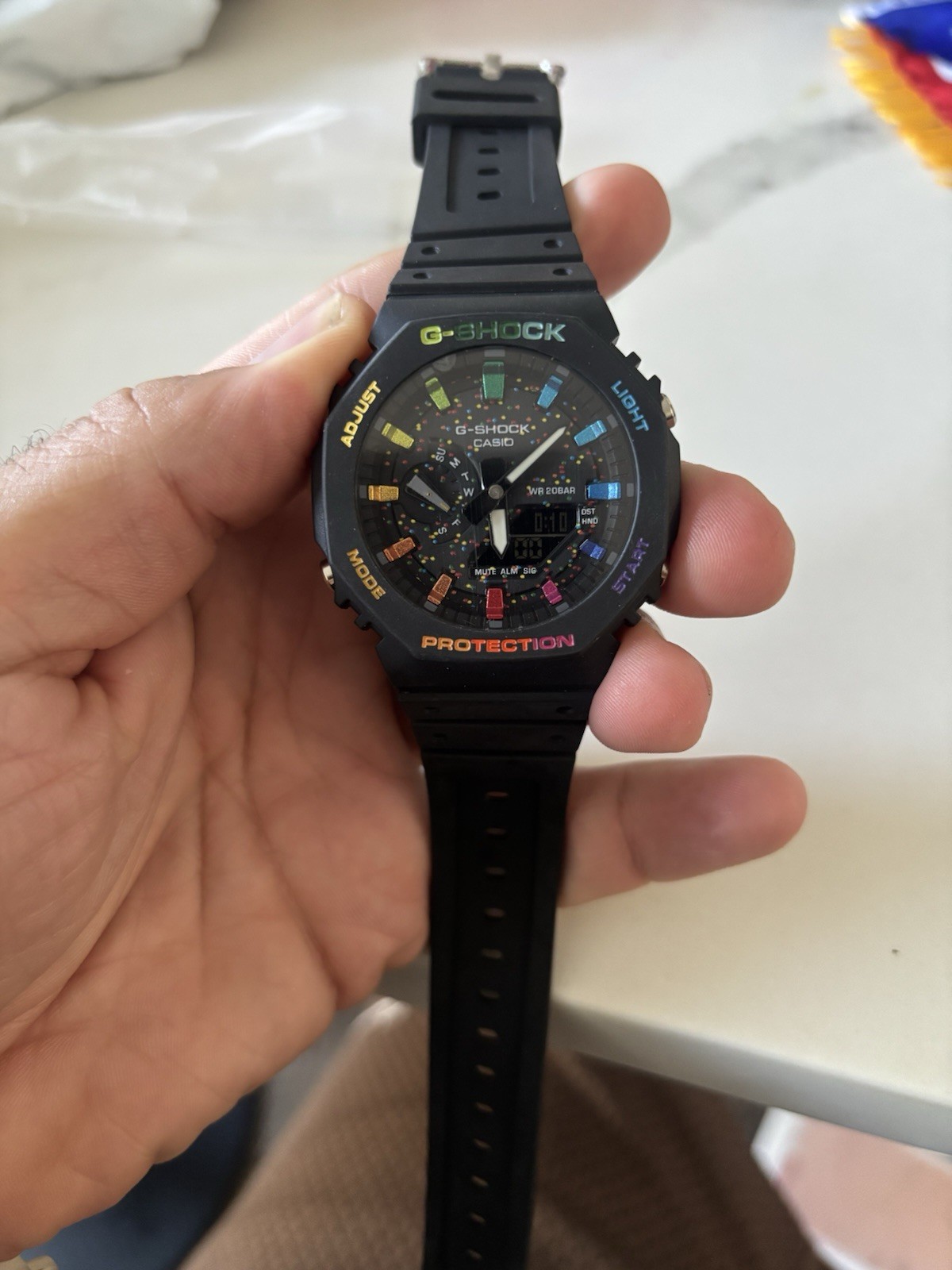 Black G-shock Watch With Color Dial