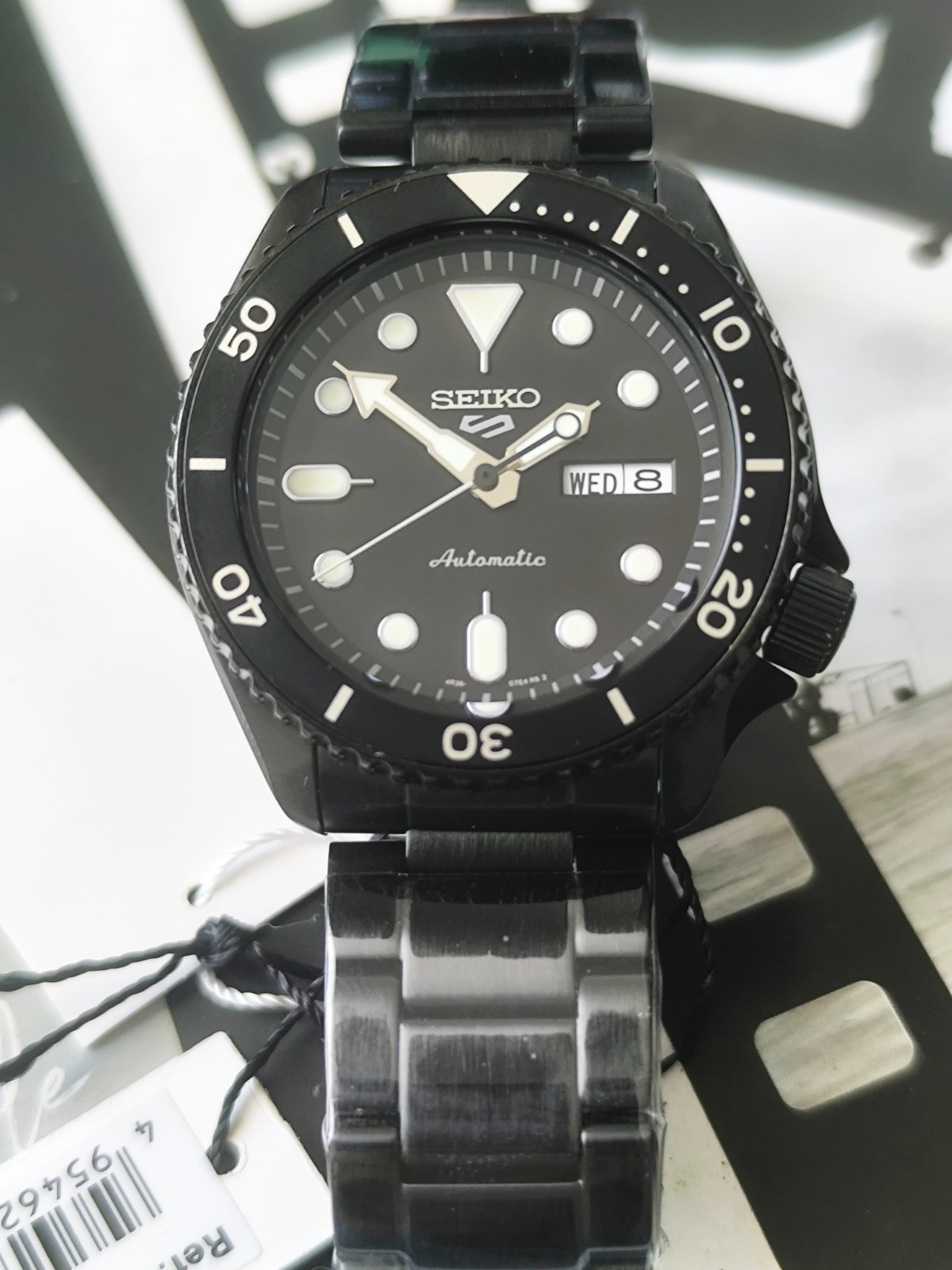 Seiko 5 Sports Asia Black Dial Black Case Coating and Band SRPD65K1