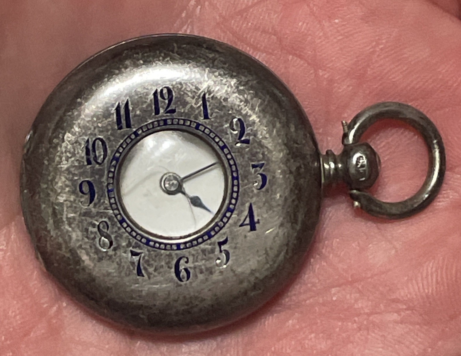 Antique Sterling Silver Half Hunter Pocket Watch Swiss Cylinder c. 1880s
