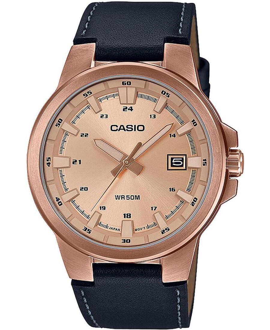 CASIO Men Analog Quartz Casual Watch Classic Dress Golden Dial Waterproof Round
