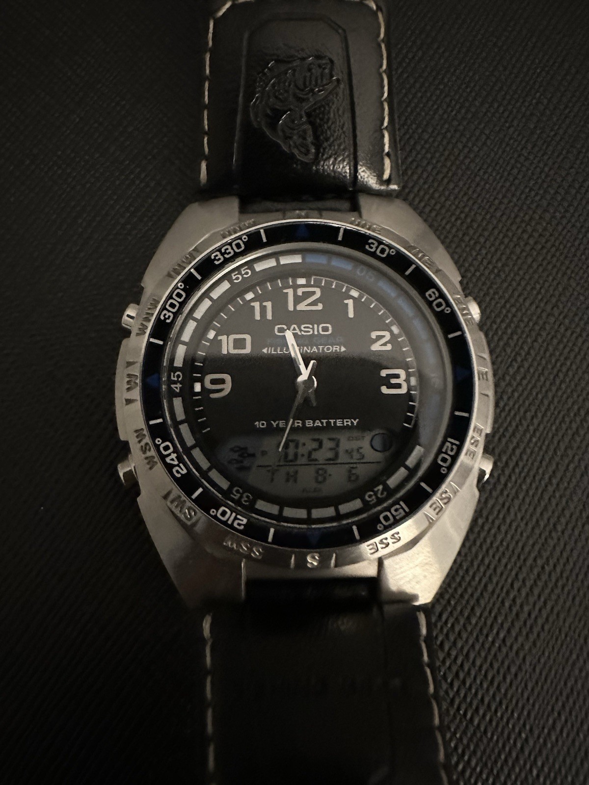 Casio Fishing Gear AMW-700 Analog-Digital 100m Dual Time Moon Phase Watch