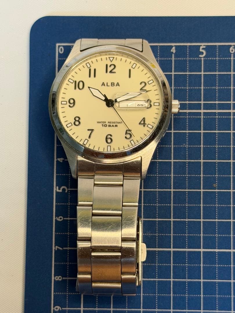 NEW battery Vintage Seiko ALBA VJ33KPBD Men’s Cream Dial Used