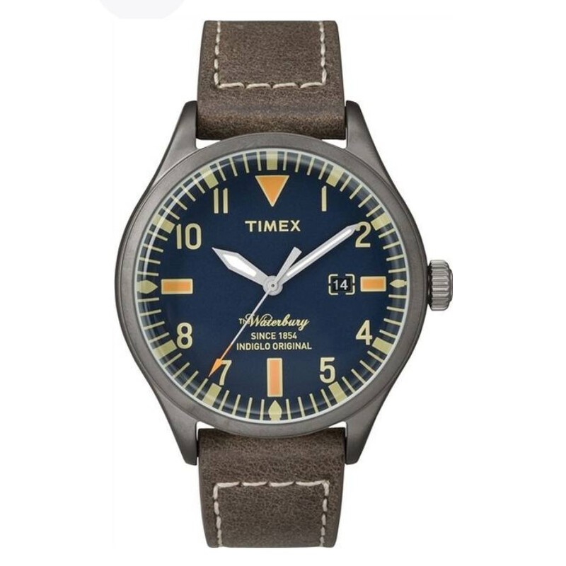 Timex Waterbury Traditional 40mm Gunmetal Case Blue Dial Unisex Watch TW2P83800
