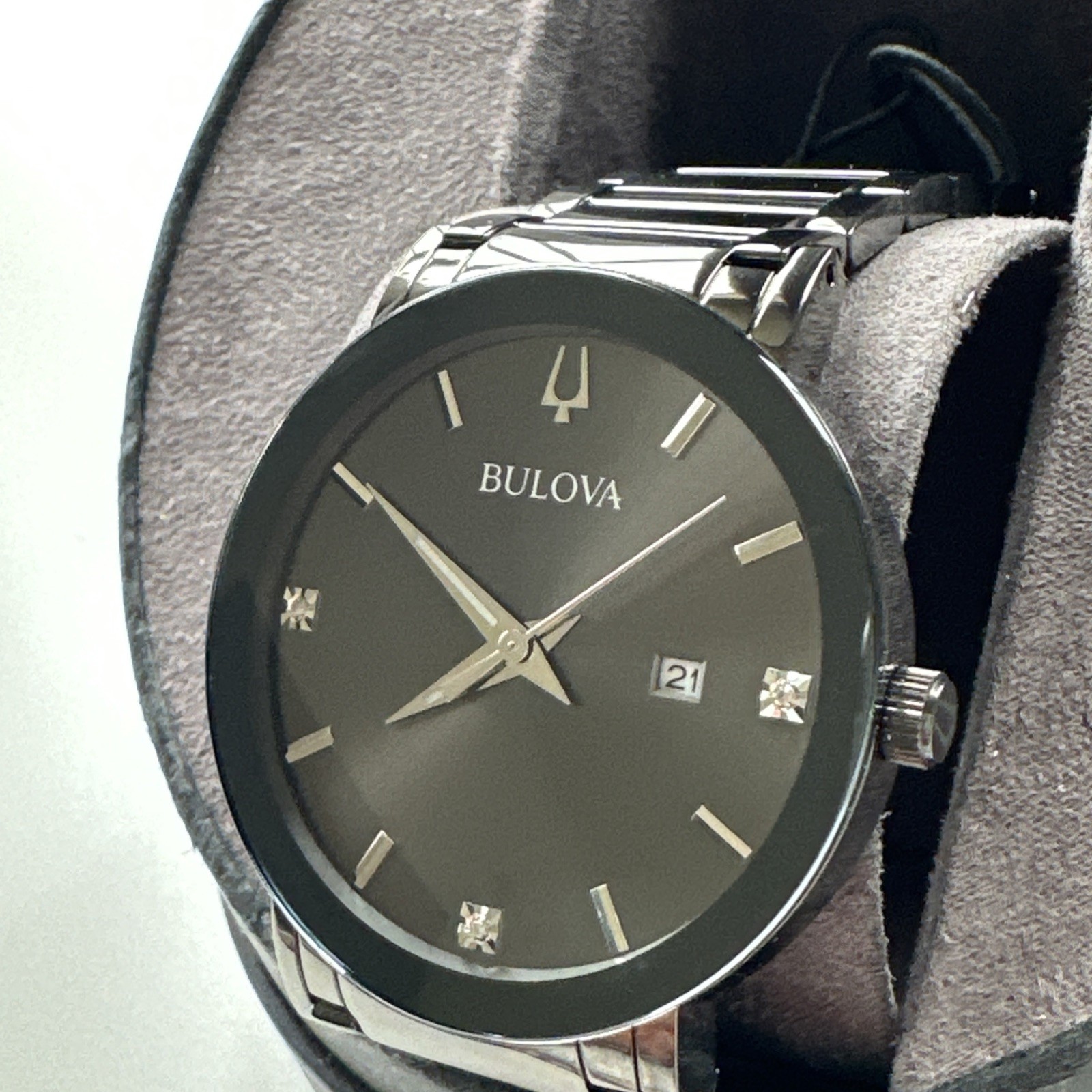 Bulova Millennia Men’s Quartz Diamond Accent Calendar Watch 42mm 98D158