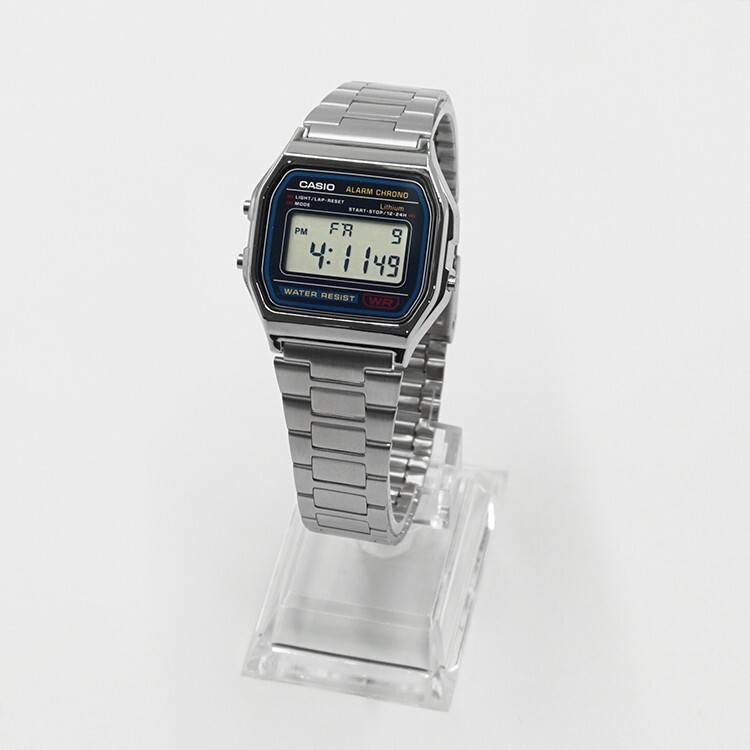 CASIO metal band digital watch A-158WA-1UWDF Unisex SILVER Original New
