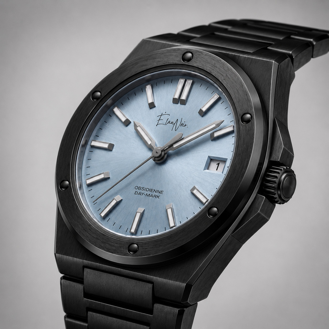 Élan Noir Obsidienne Day-Mark Automatic Watch Blue Dial Sapphire Steel 41mm
