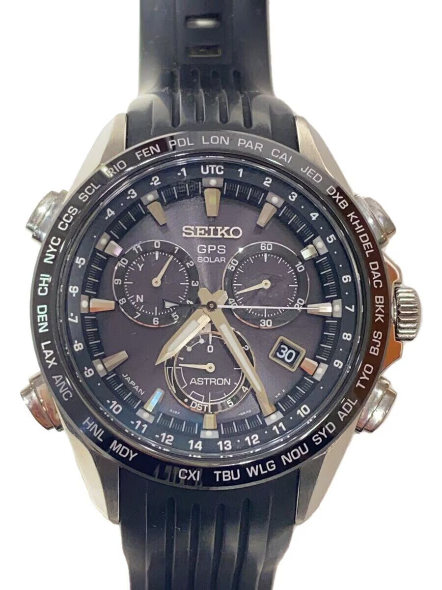 SEIKO Astron Chronograph Solar wristwatch Analog Rubber BLK BLK 8X82 0AB0 1