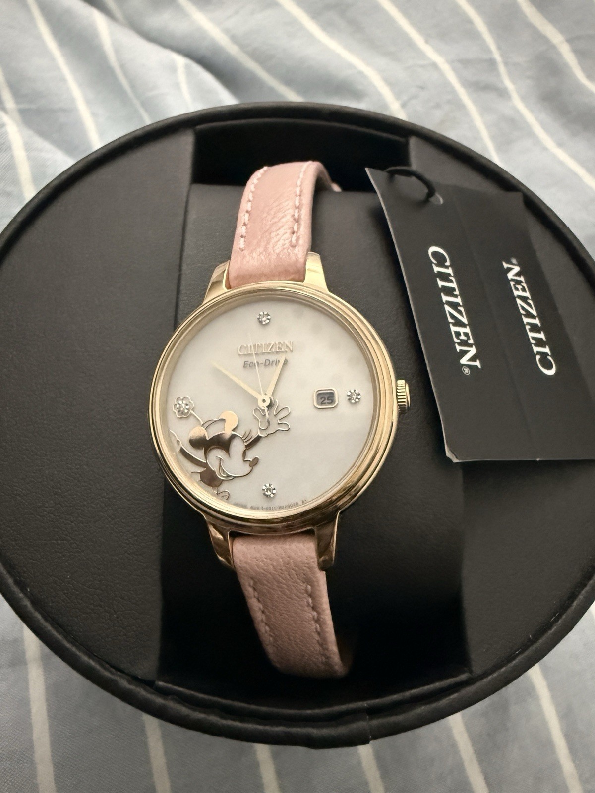 Citizen Disney Eco-Drive Minnie Mouse Womens Watch Pink Date EW2448 With Box