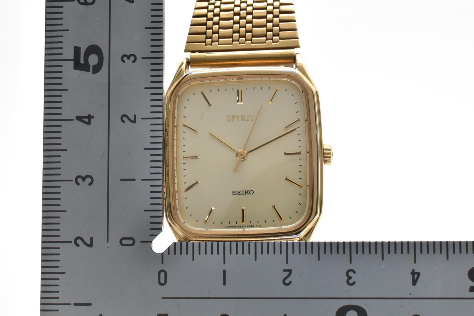 [EXC+5] Vintage SEIKO SPIRIT 5E31-5B50 All Gold Rectangle Men’s Quartz JAPAN