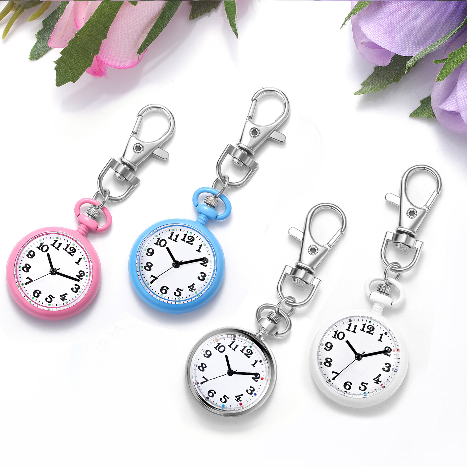 Clip-On Quartz Keychain Key Ring Watch for Backpack Belt Outdoors Nurse Watches