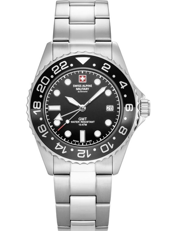 Swiss Alpine Military Nautilus GMT Black Dial Men’s Watch 7052.1122