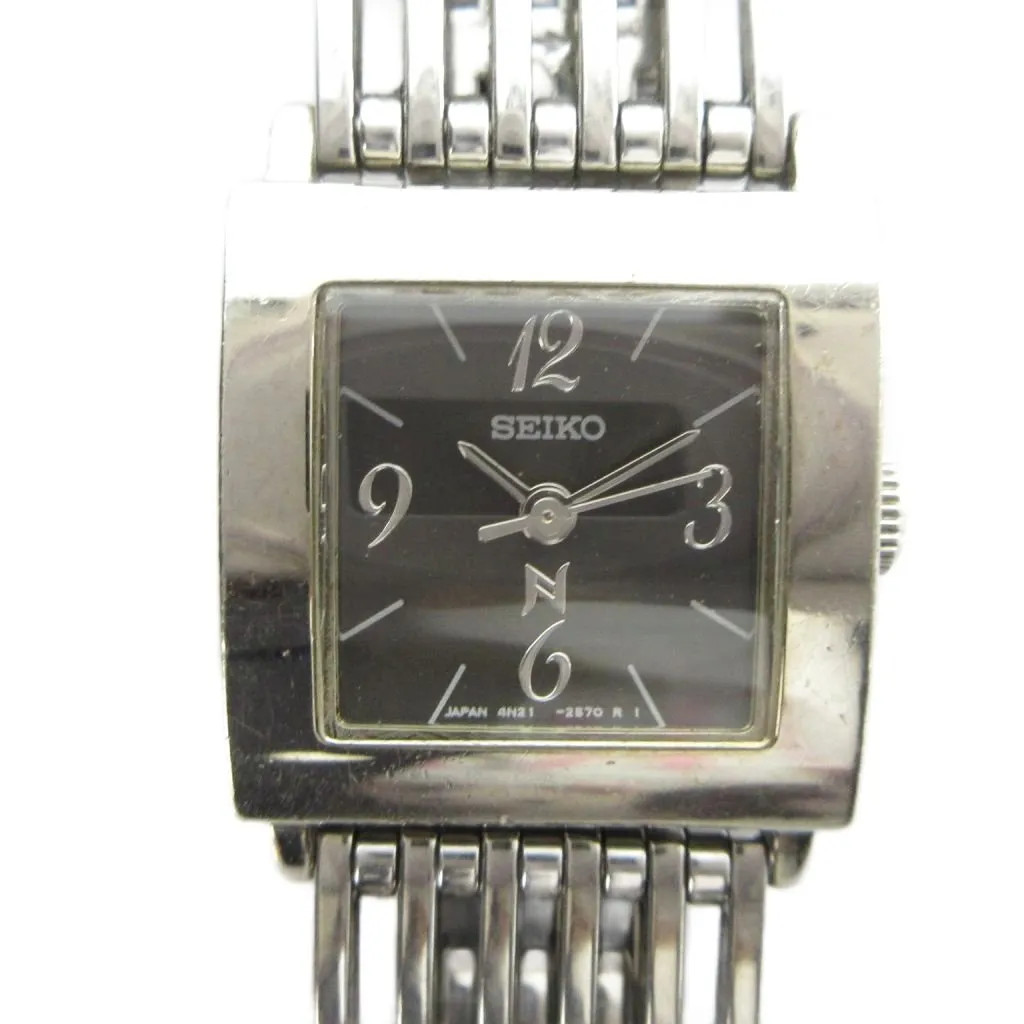 Seiko SEIKO 4N21-5430 Neue Wristwatch Quartz Black Dial Silver Color ■GY11 /MQ