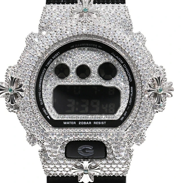G-SHOCK Custom DW6900 Cross Design Dial with Custom Moissanite .925 Silver