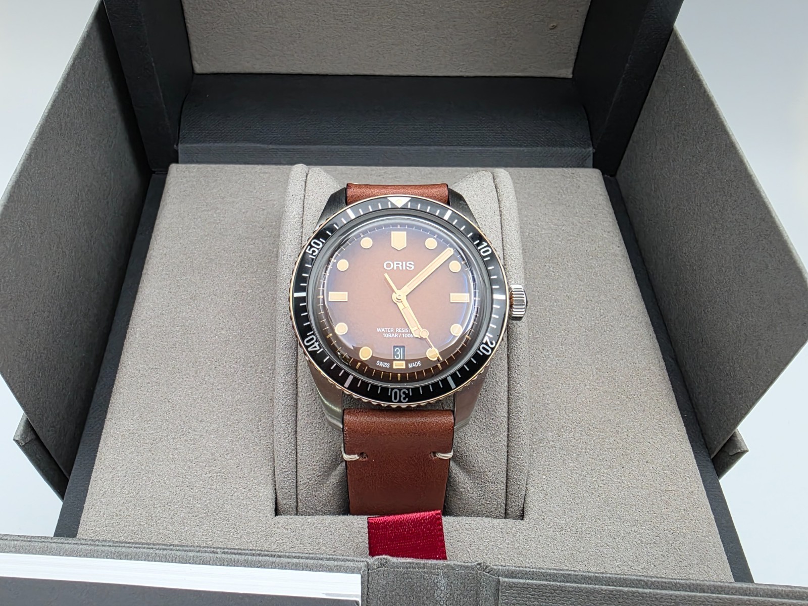Oris Divers Sixty-Five 40mm Brown Sunset Dial Bronze Bezel 01 733 7707 4356 New