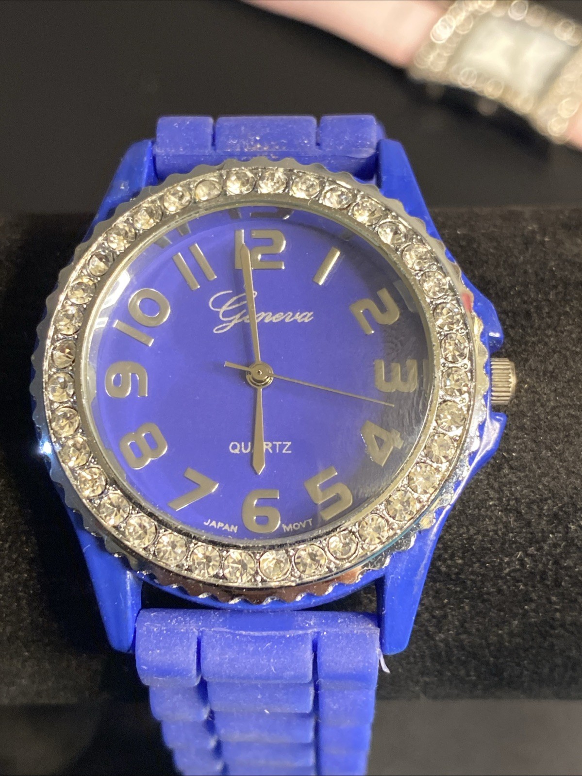 Geneva Silver Tone Purple, Blue Dial And Band Women’s Quartz Watch New Battery