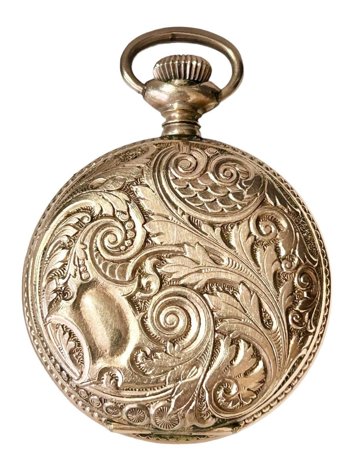 Antique 1898 10K Rose Gold Filled New England Co Cavour Pocket Watch Porcelain