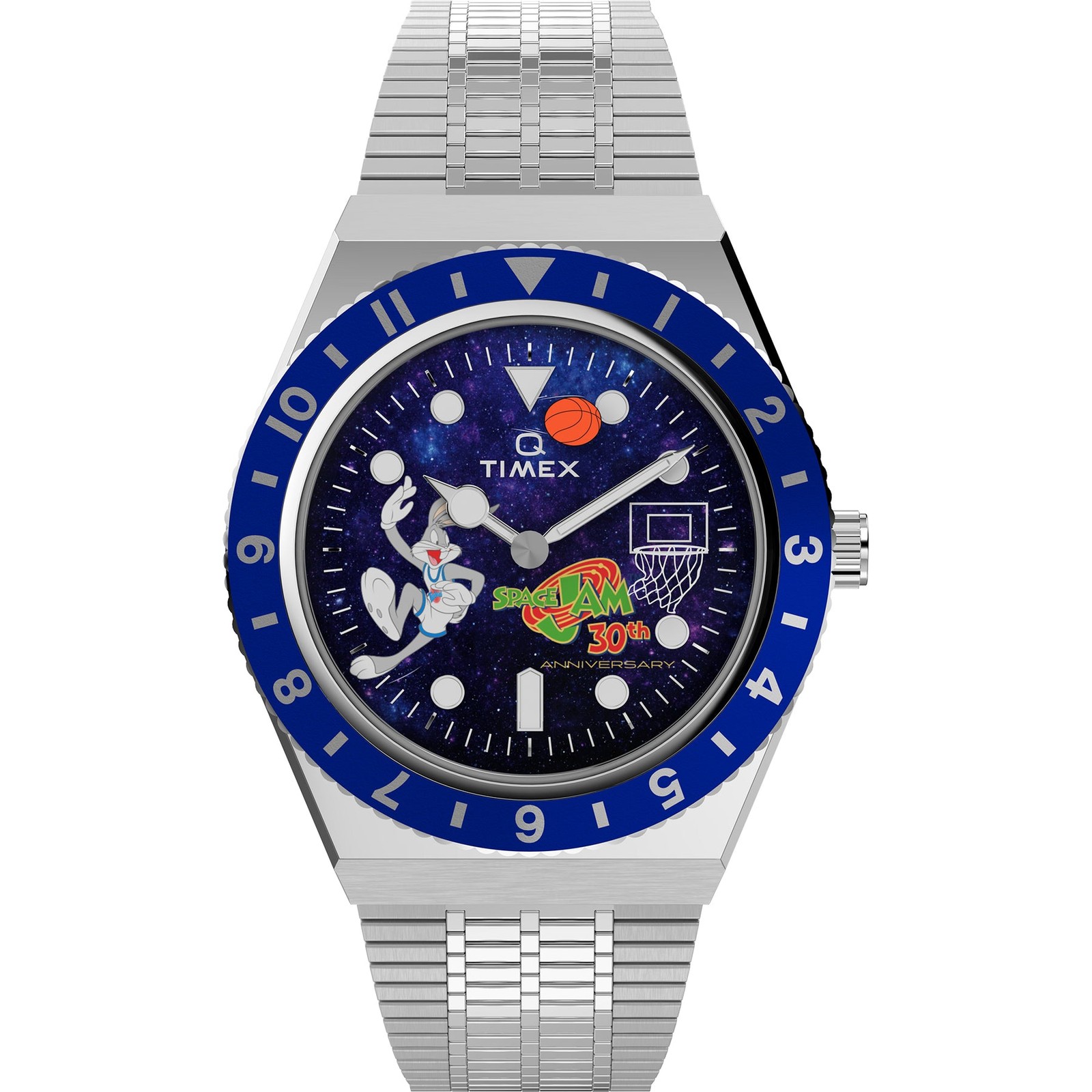 Mens Wristwatch TIMEX Q SPACE JAM TW2Y79100 Stainless Steel Blue 30th LIMITED