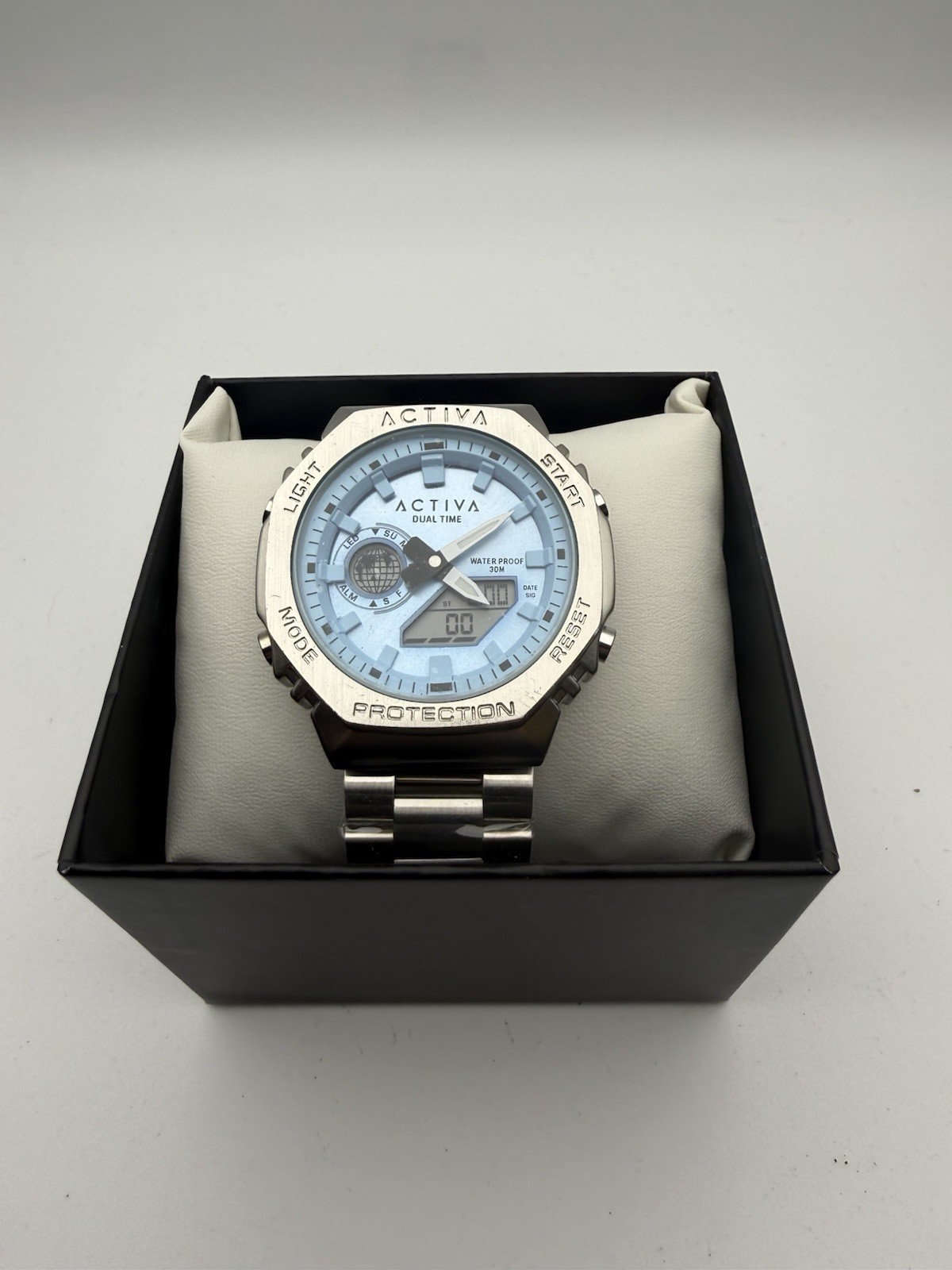 Invicta Activa X Watch- 45.5mm, Blue dial, Silver Tone case & band ACWM423-003