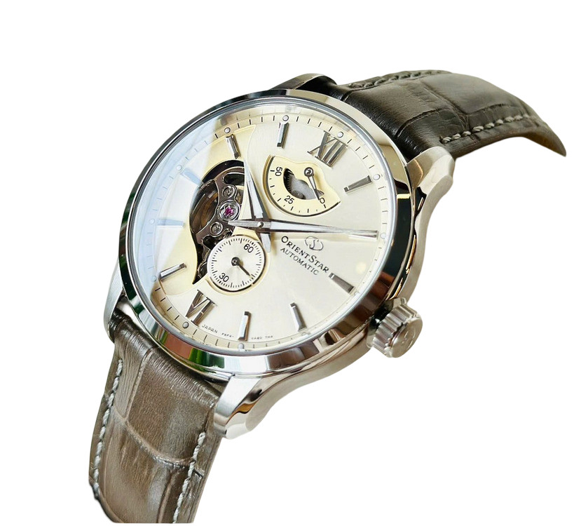 Orient Star Automatic Gold Dial Men’s Watch Power Reserve Leather RK-AV0B10G