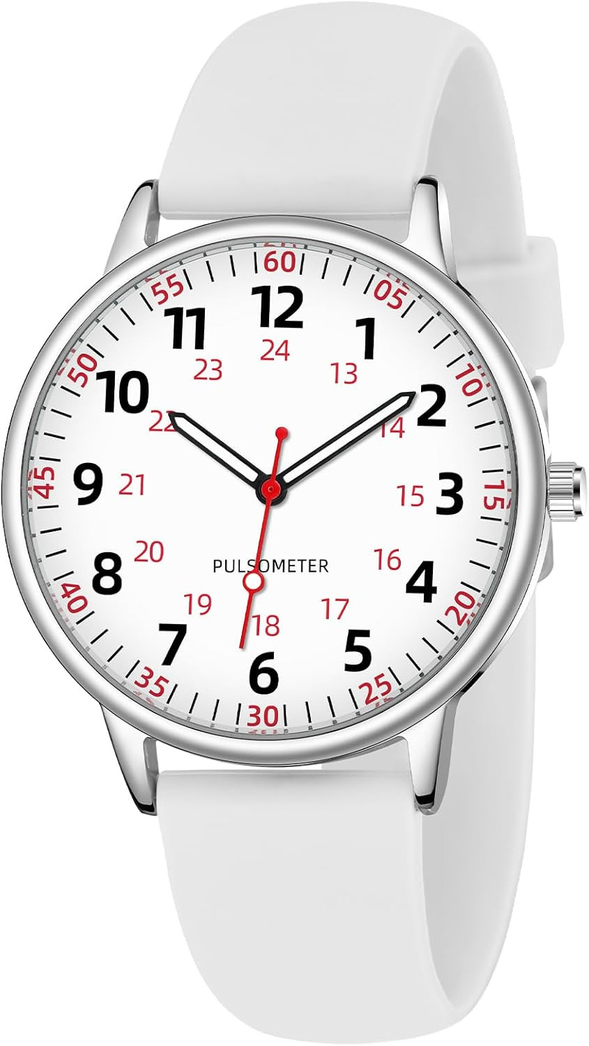 Nurse Watch for Women Waterproof Analog Silicone Watch with Second Hand Nursing