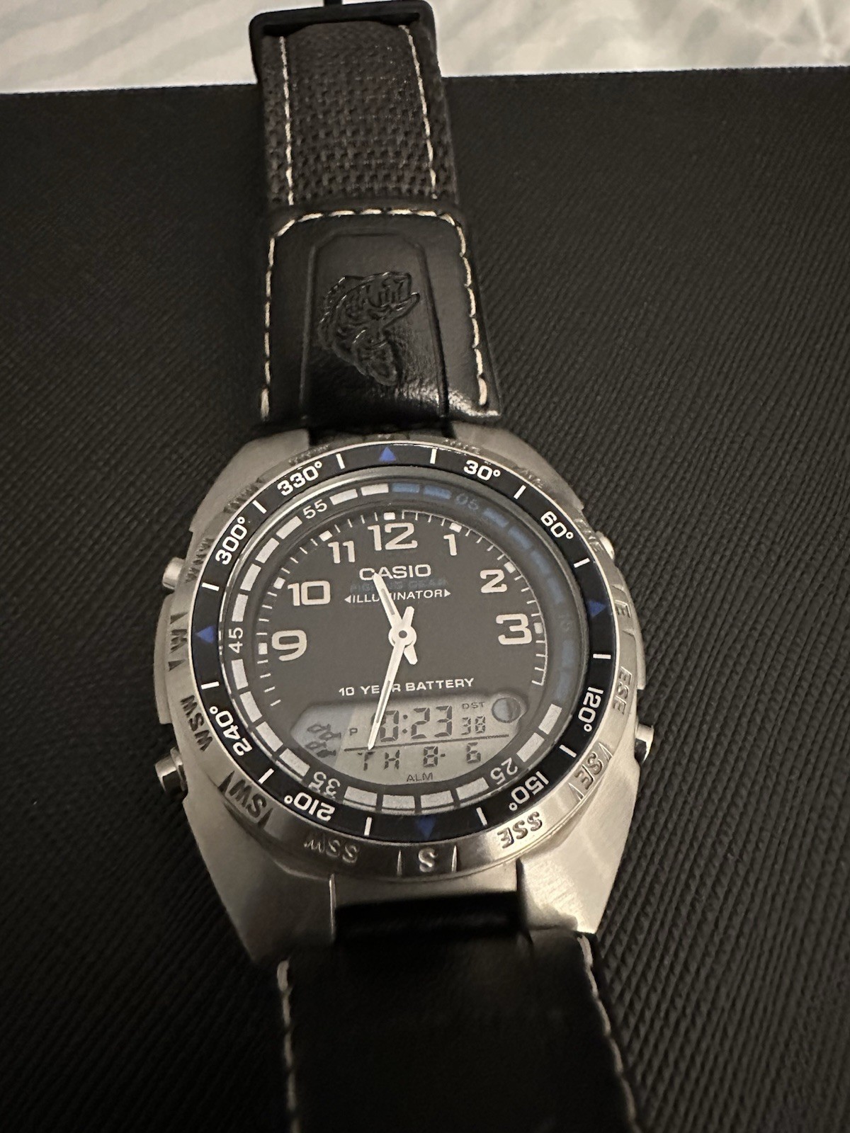 Casio Fishing Gear AMW-700 Analog-Digital 100m Dual Time Moon Phase Watch