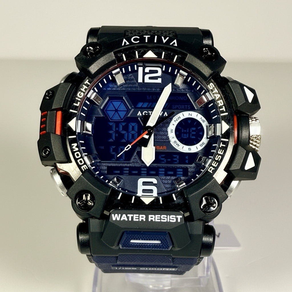 ACW8072-005 Activa X Tenon Mens Digital Black Dial Poly Strap Sport Watch 48mm