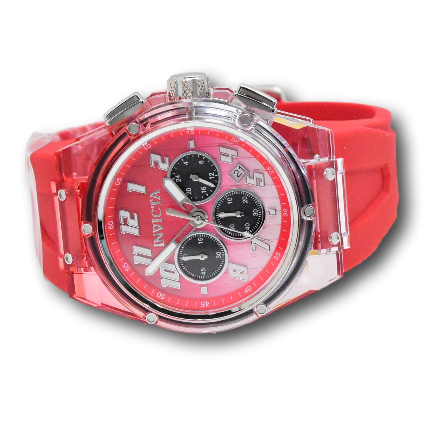Invicta S1 Rally Prism Color Flip Men’s 44mm Red and Clear Chrono Watch 47349