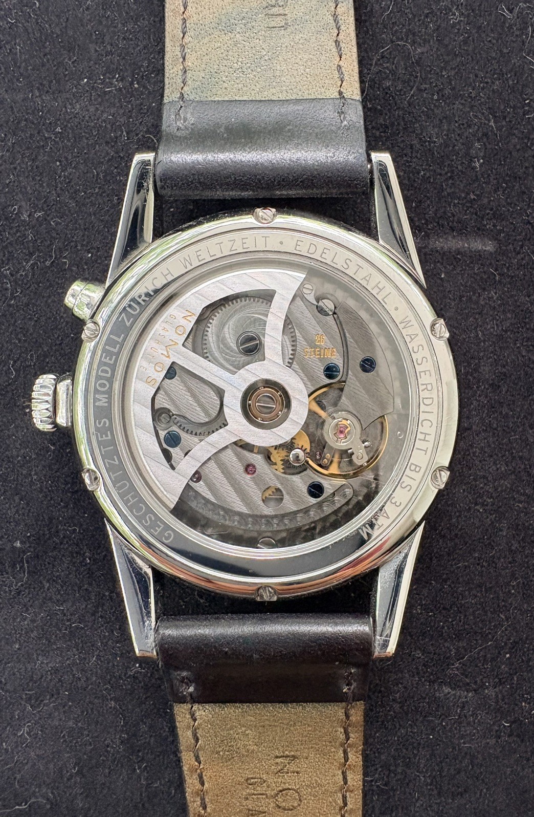 Nomos Glashutte Zurich Edition World Time 805 Galvanized Silvery-White 40mm