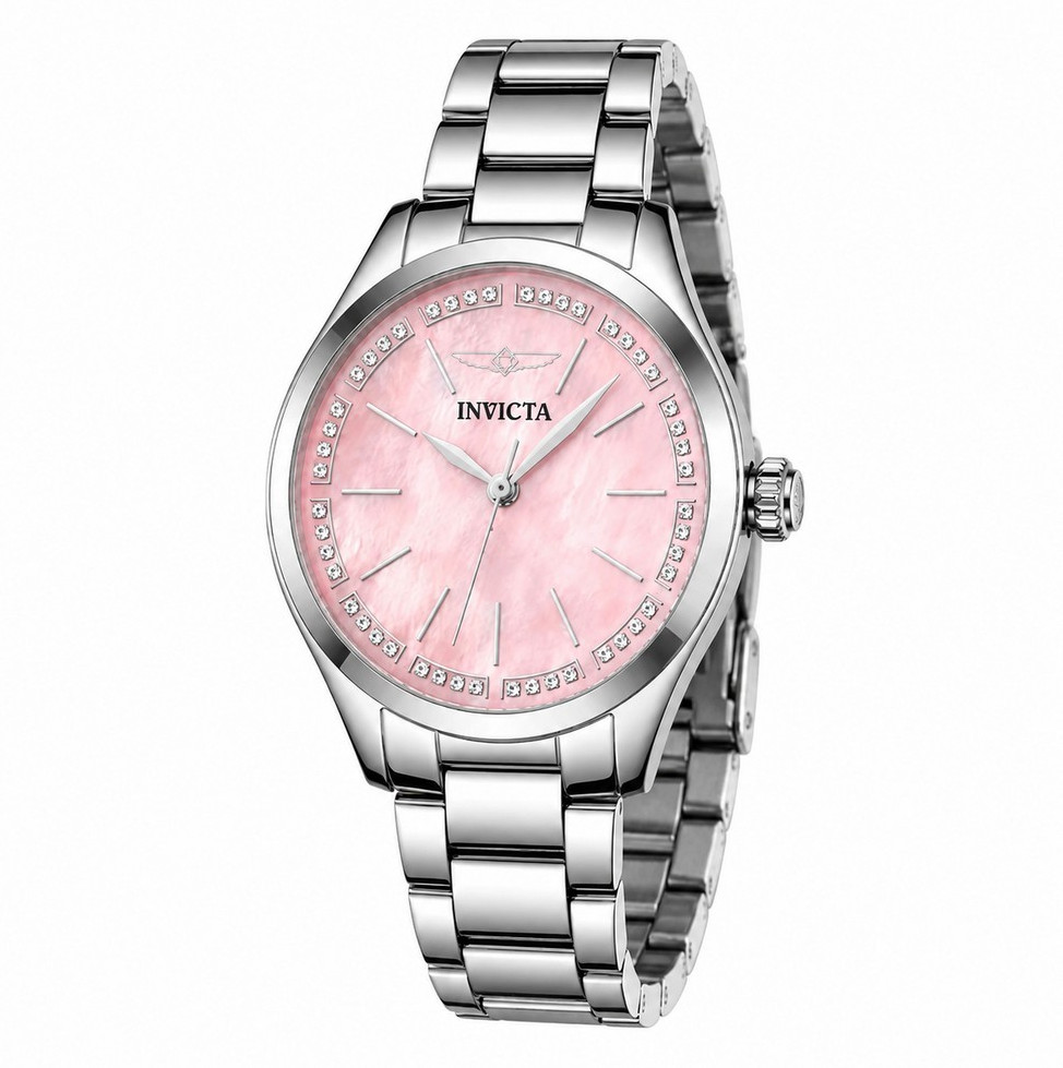 70415 Invicta Celestial Lady 33mm Silver Tone Case Pink Metal Dial Silver Band