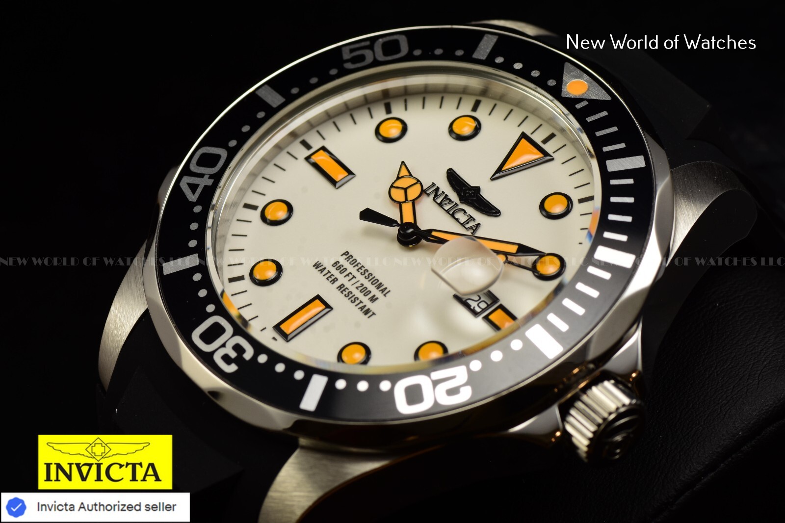 Invicta Men’s Pro Diver 60mm White Lume Dial Quartz Silicone Band Watch 48030