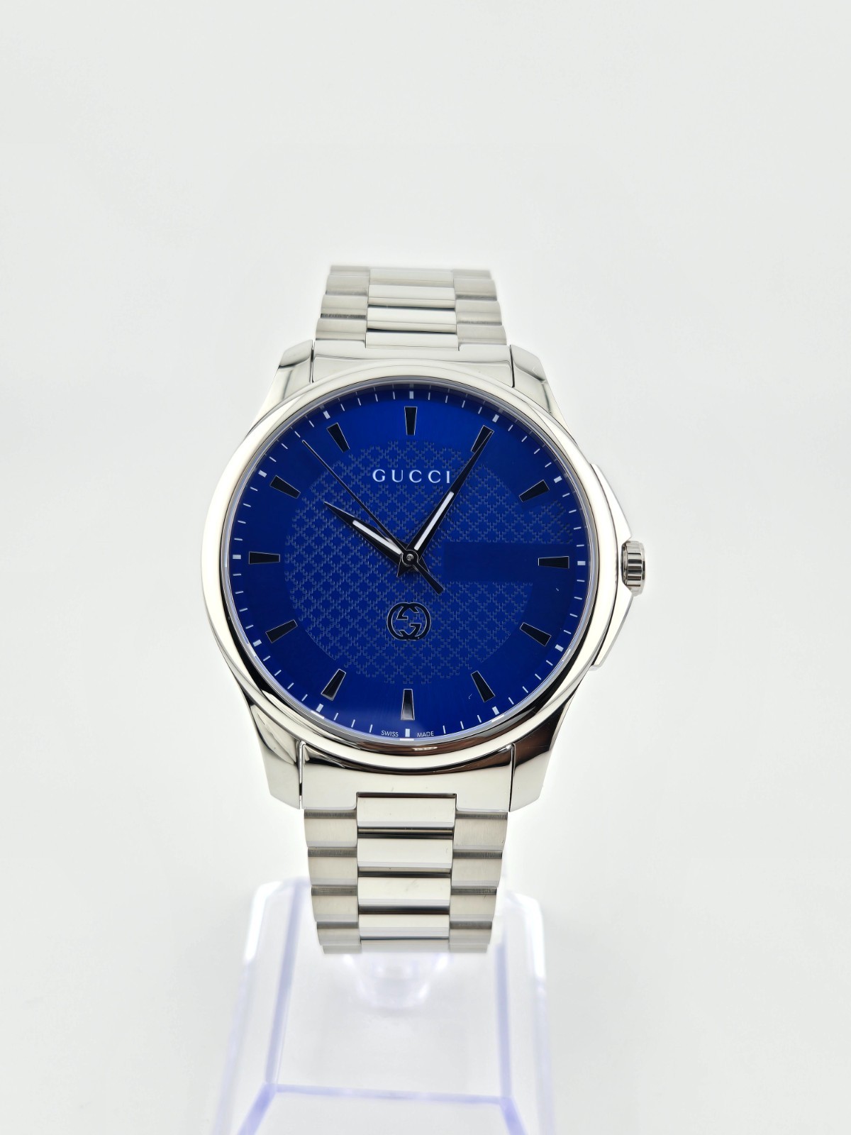 Gucci G-Timeless YA126371 Men’s Stainless Steel Blue Dial Watch ⌚