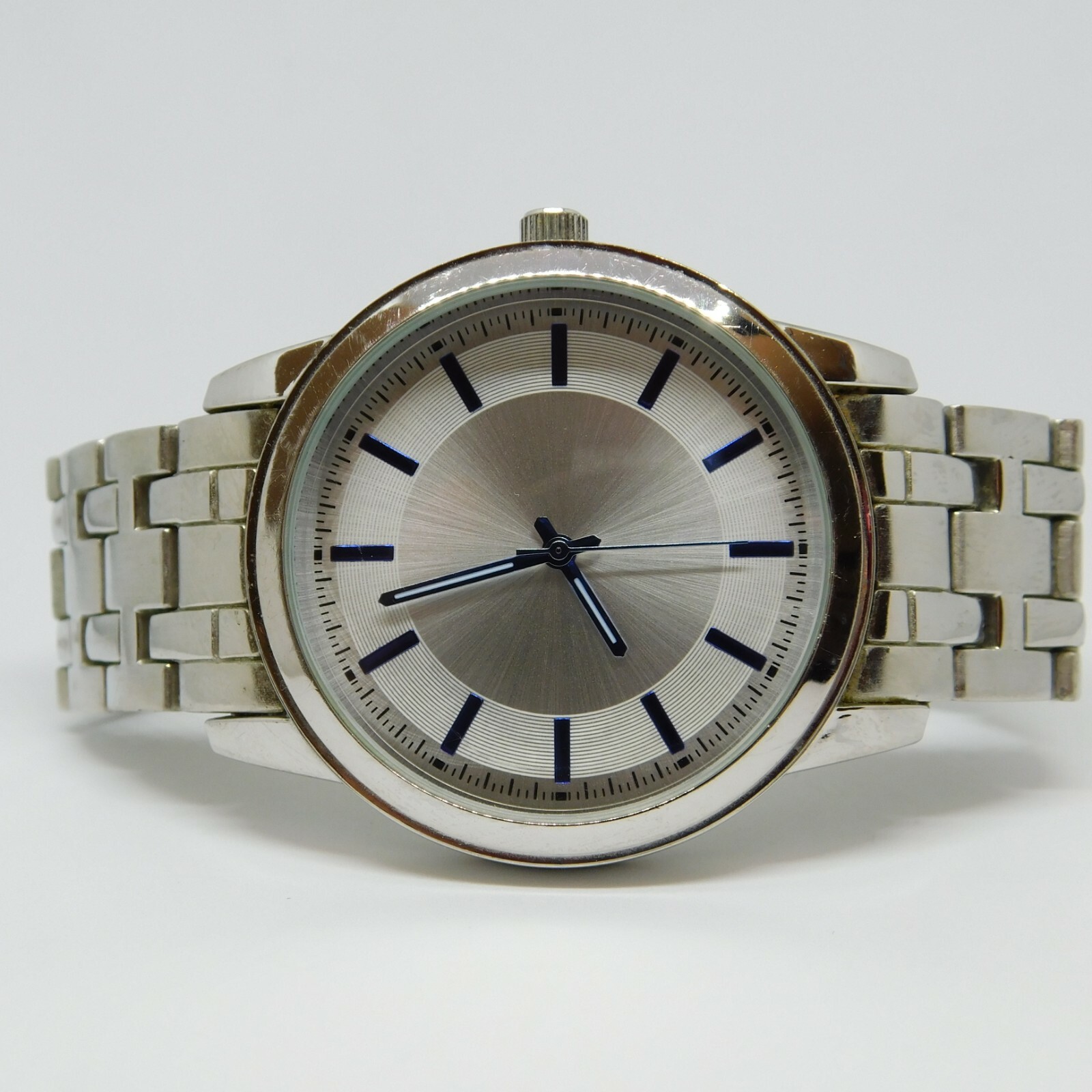 I-N-C 100079349WA Silver Tone Quartz Analog Men’s Watch Sz. 7″ New Battery