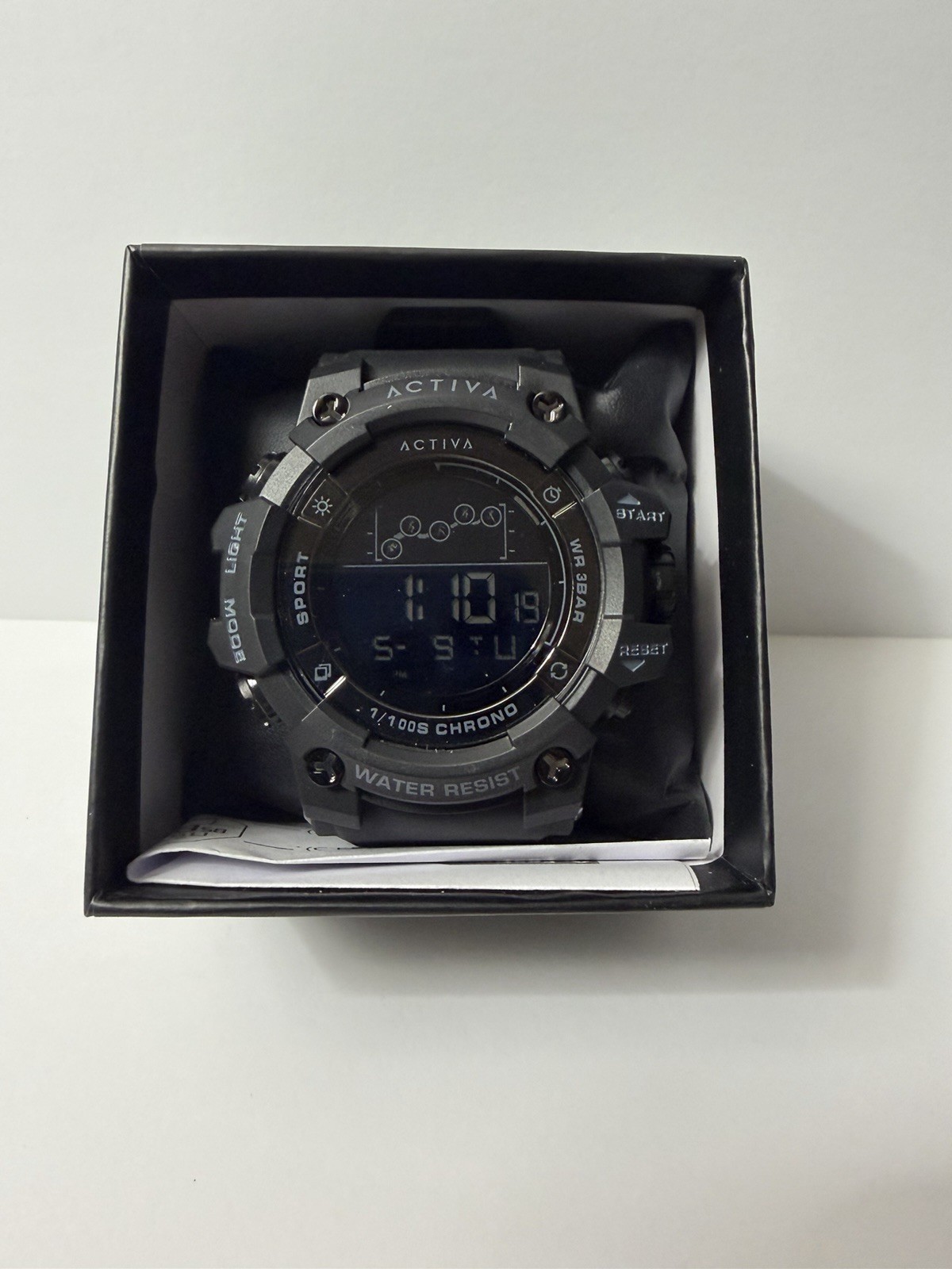 Activa ACW8082 Digital Sport Quartz Watch 30m Alarm Chrono Backlight Box