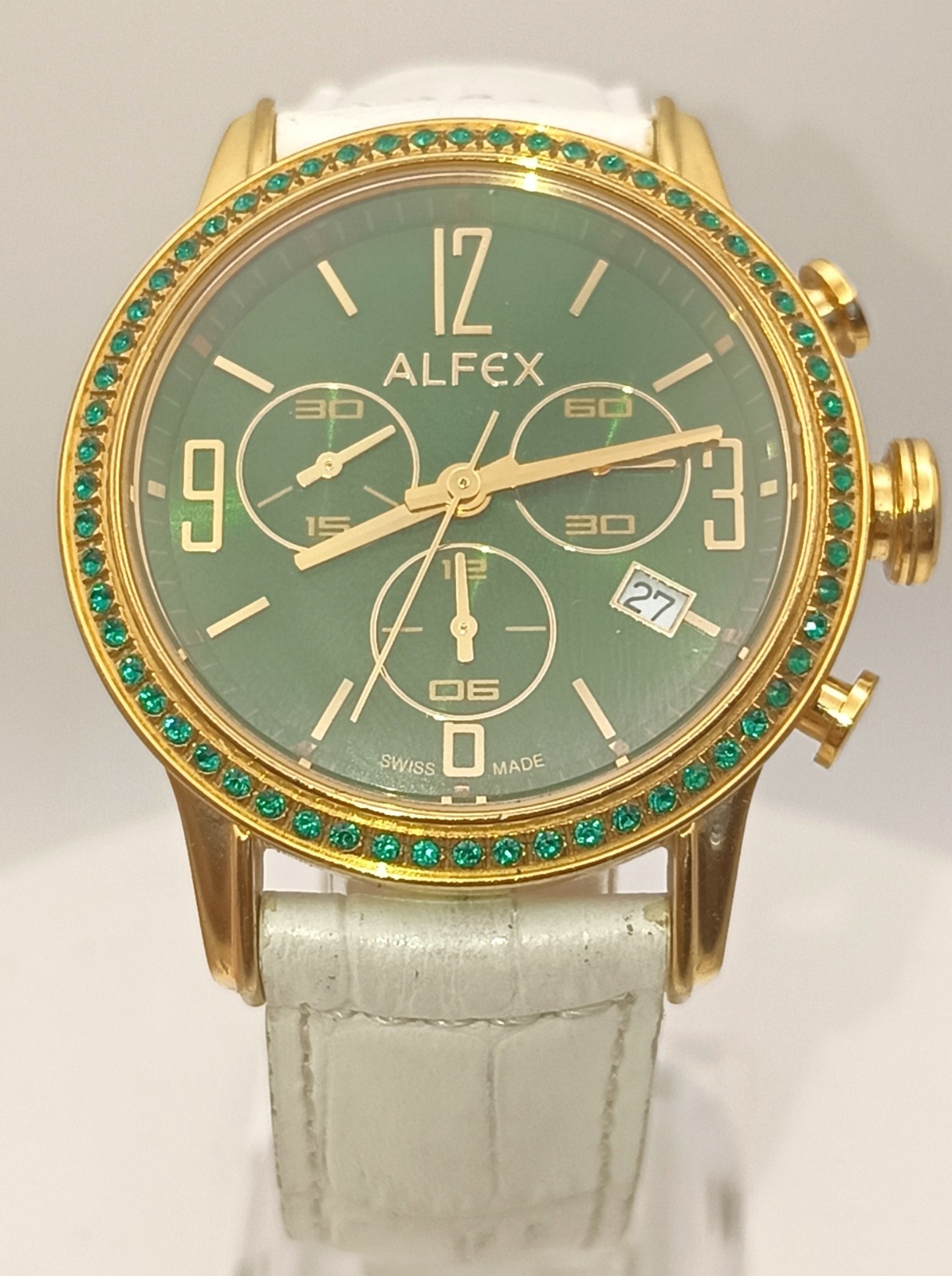 Limited Edition Alfex Swiss Made 340/500 Emerald Swarovski Crystals 39mm Rare