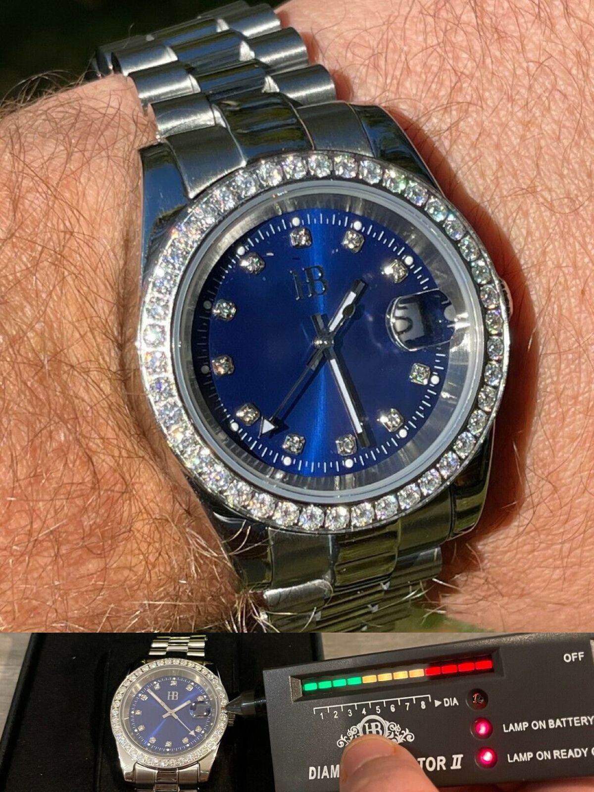 Mens Presidential Stainless Iced 3.3ct Moissanite Watch Pass Diamond Tester 41mm