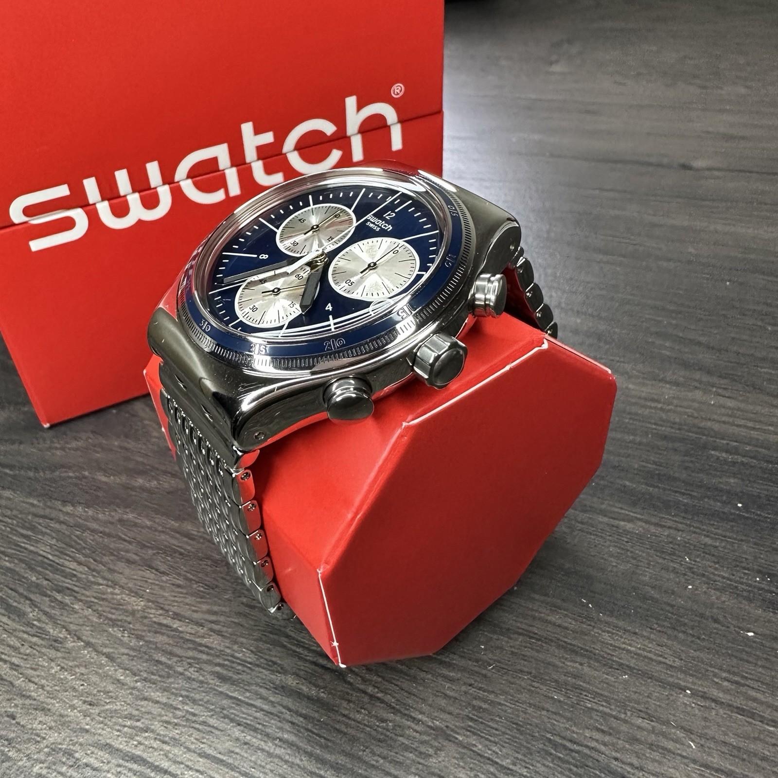 NEW✅LIMITED EDITION✅ Swatch Irony Wales Chronograph Steel Men’s Watch YVS410